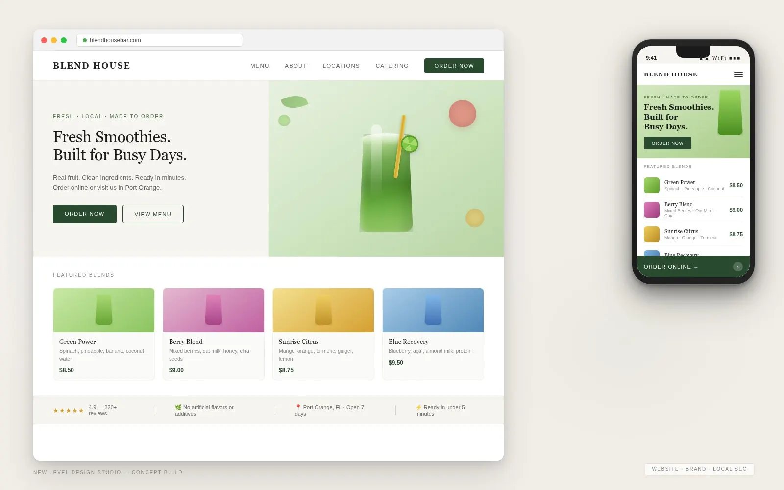 Blend House Smoothie Bar website concept