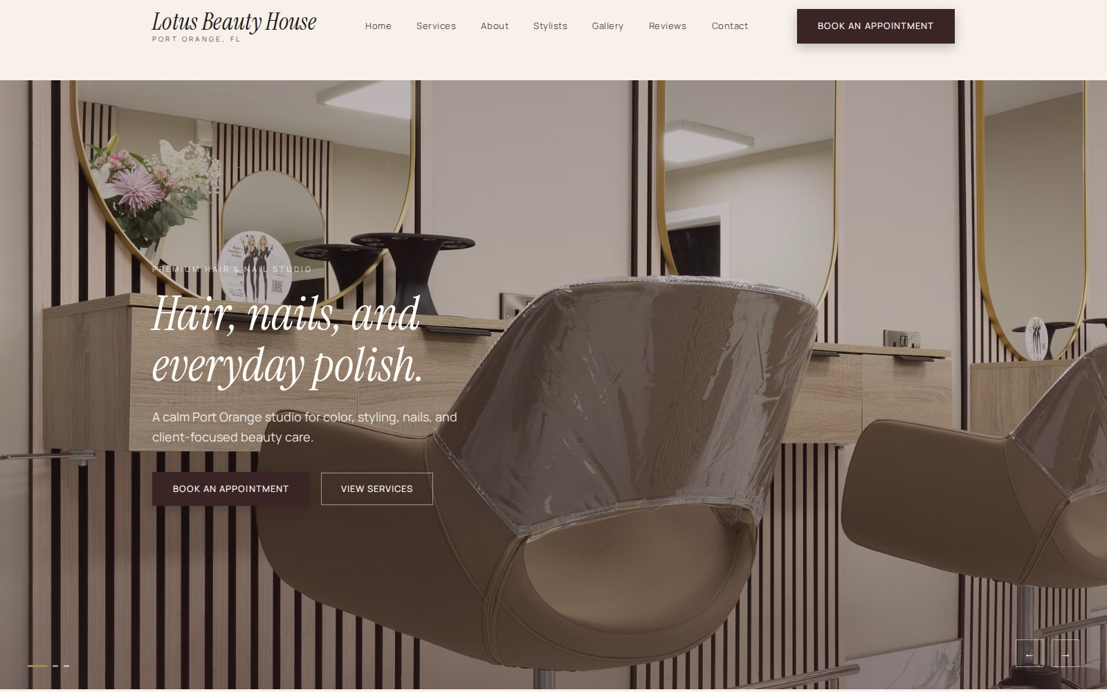 Lotus Beauty House hair and nail salon website concept
