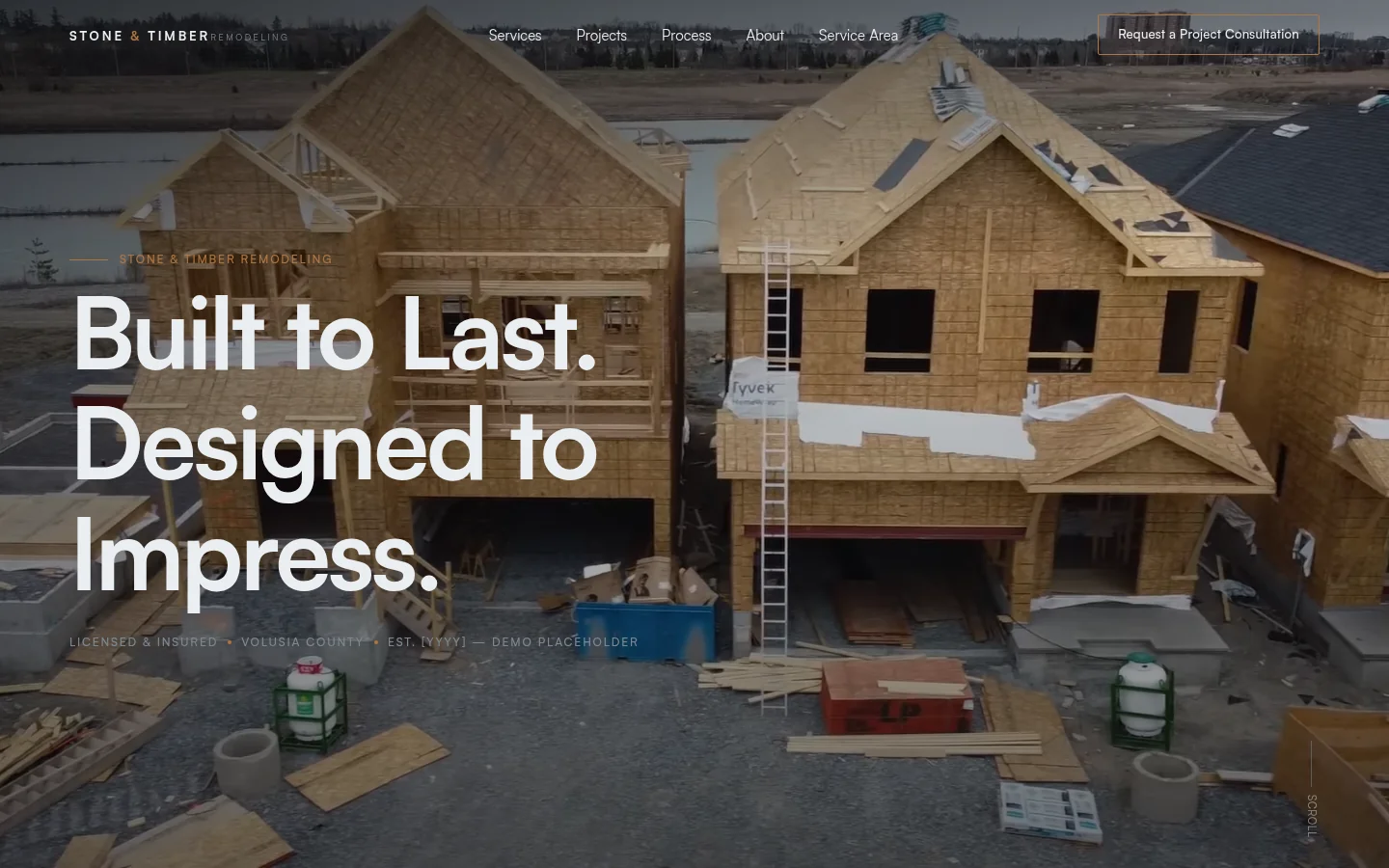 Stone & Timber Remodeling cinematic full-screen video hero