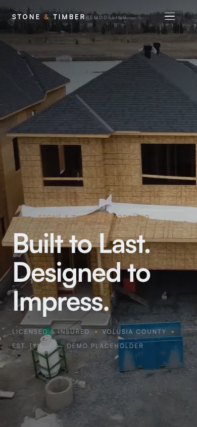 Stone & Timber Remodeling — mobile hero view