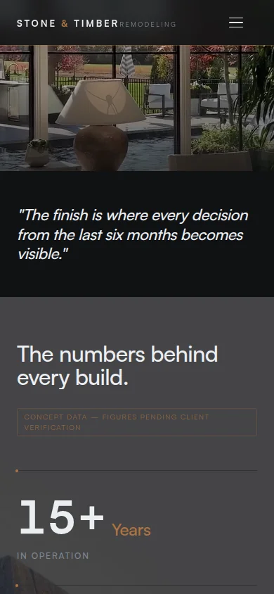 Stone & Timber Remodeling — mobile narrative sequence
