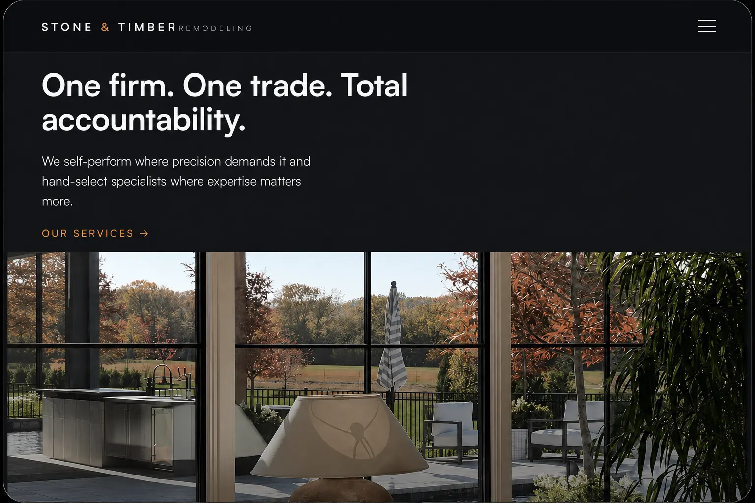 Stone & Timber Remodeling website design with modern remodeling services homepage