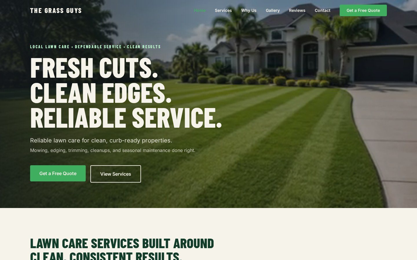 The Grass Guys lawn care website concept